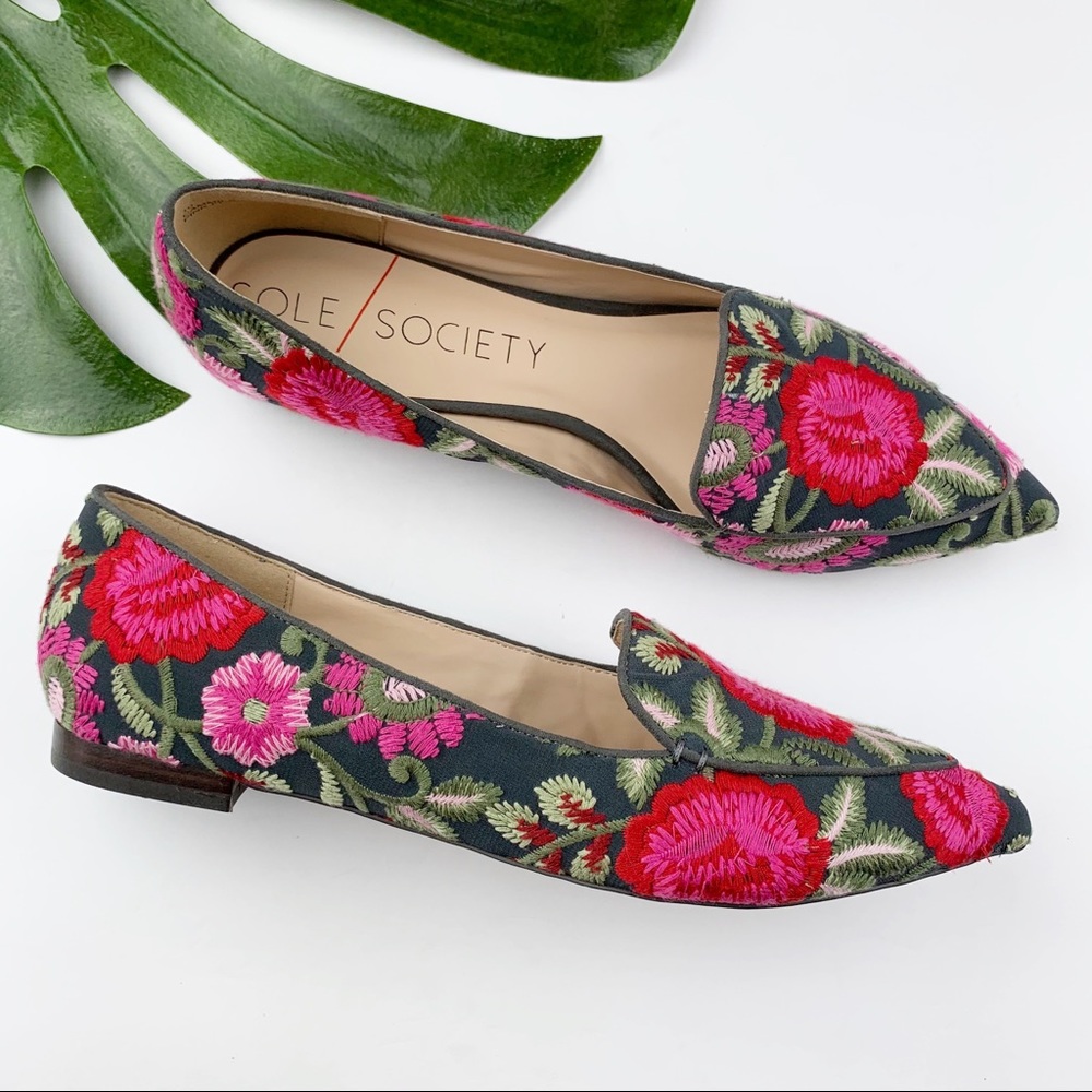 Sole Society 'Cammila' Pink Floral Embroidery Flats